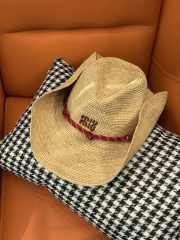 Uubags Miu Miu raffia hat in beige/burgundy - 6