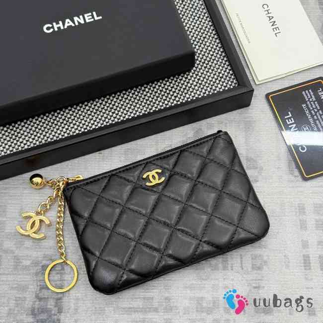 Uubags Chanel Coin Purse Keychain With Gold Buckle Lambskin Leather 14x10x1cm - 1
