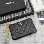 Uubags Chanel Coin Purse Keychain With Gold Buckle Lambskin Leather 14x10x1cm - 1