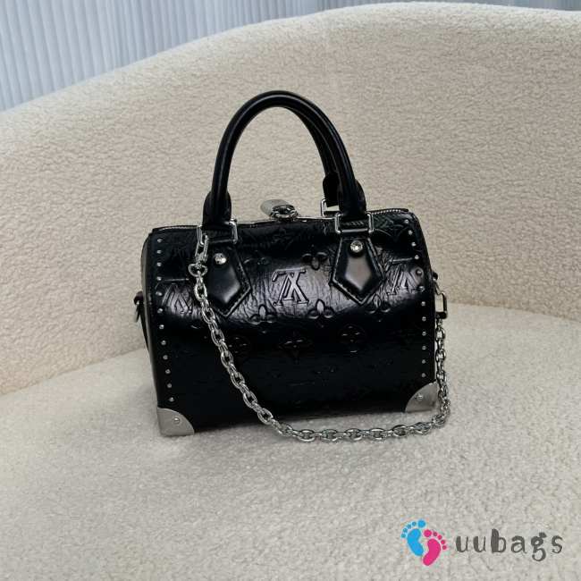 Uubags Louis Vuitton M27921 Speedy Trunk 20 Bag In Black Calfskin 20.5x13.5x11cm - 1
