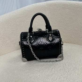 Uubags Louis Vuitton M27921 Speedy Trunk 20 Bag In Black Calfskin 20.5x13.5x11cm