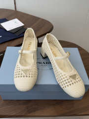 Uubags Prada 1I429O crochet pumps in white 7.5cm - 2