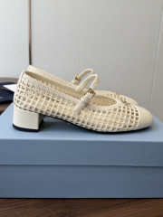 Uubags Prada 1I429O crochet pumps in white 7.5cm - 3