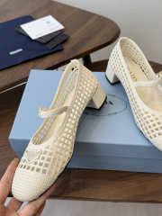 Uubags Prada 1I429O crochet pumps in white 7.5cm - 5