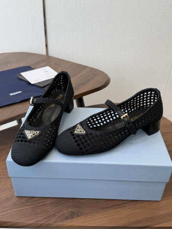 Uubags Prada 1I429O crochet pumps in black 7.5cm