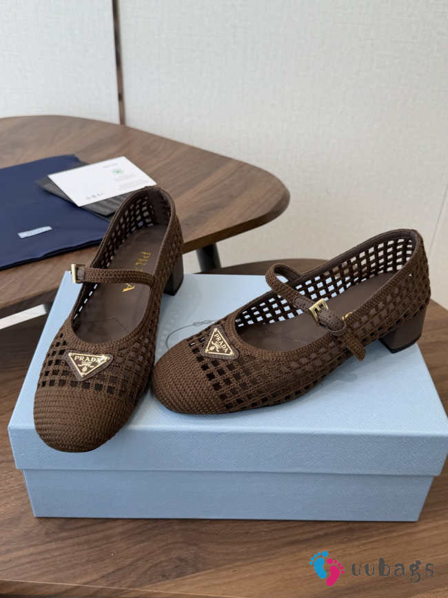 Uubags Prada 1I429O crochet pumps in brown 7.5cm - 1