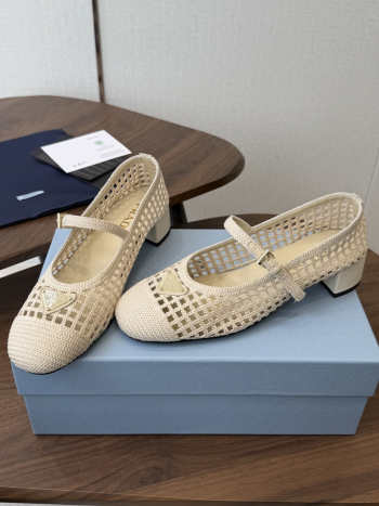 Uubags Prada 1I429O crochet pumps in ivory 7.5cm