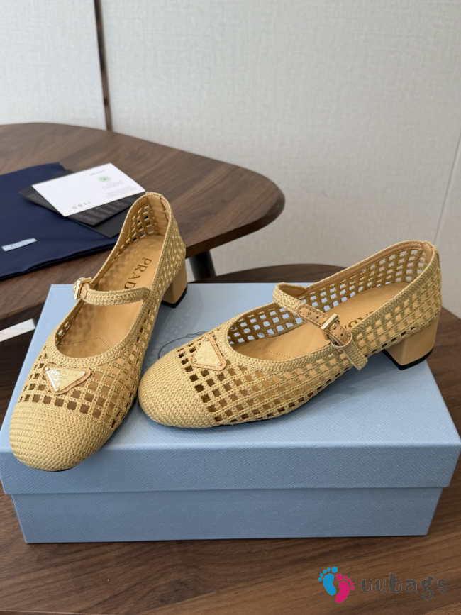 Uubags Prada 1I429O crochet pumps in natural beige 7.5cm - 1