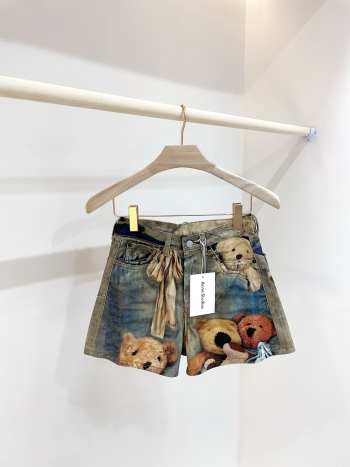Uubags Acne Studios Judda U Lux Teddy Bear Print Denim Shorts