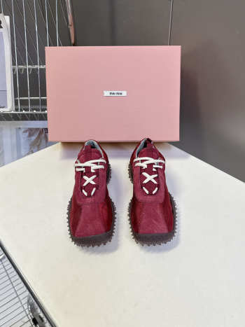 Uubags Miu Miu Bubble Sole Sneaker In Burgundy/Dark Brown