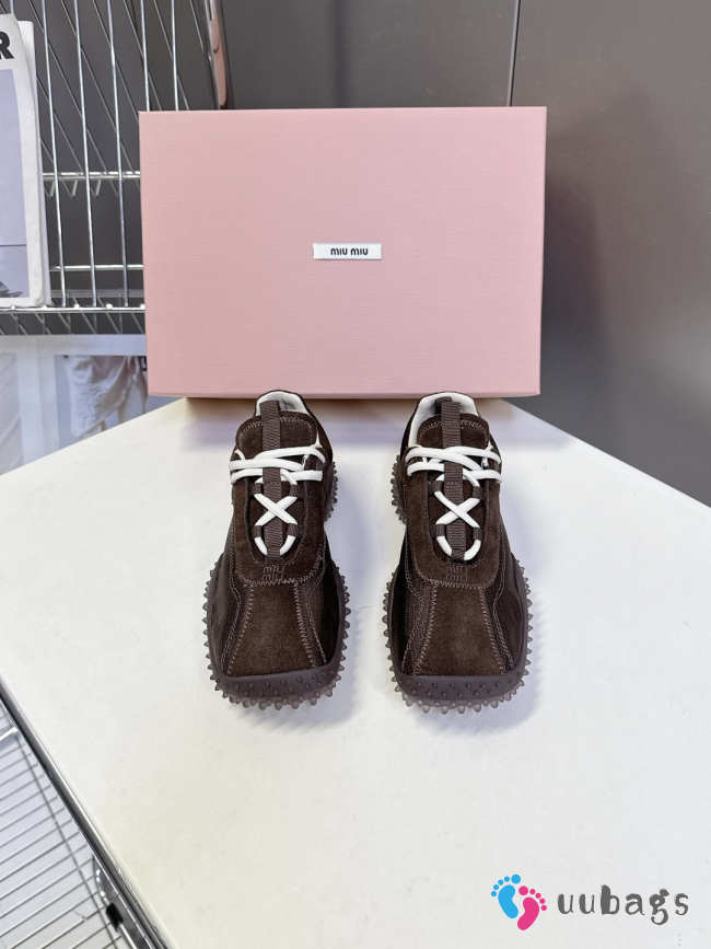 Uubags Miu Miu Bubble Sole Sneaker In Dark Brown - 1