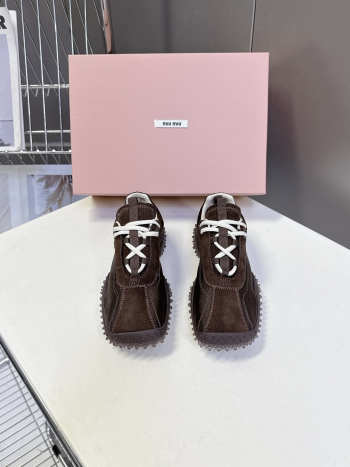 Uubags Miu Miu Bubble Sole Sneaker In Dark Brown