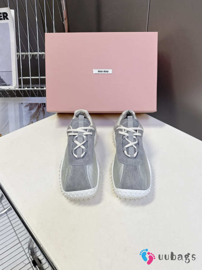 Uubags Miu Miu Bubble Sole Sneaker In Grey/White - 1