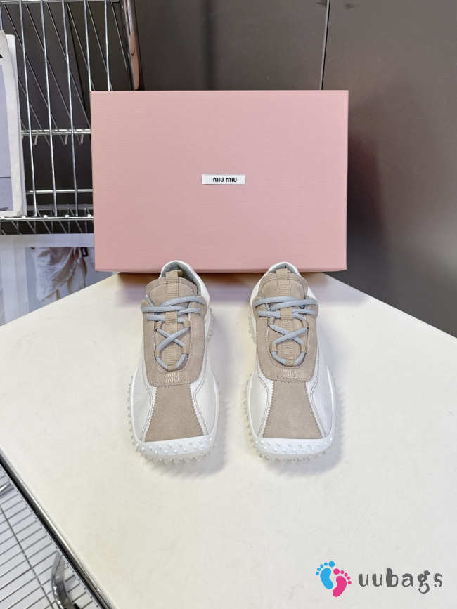 Uubags Miu Miu Bubble Sole Sneaker In Beige/White - 1