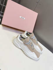 Uubags Miu Miu Bubble Sole Sneaker In Beige/White - 6