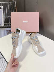 Uubags Miu Miu Bubble Sole Sneaker In Beige/White - 3