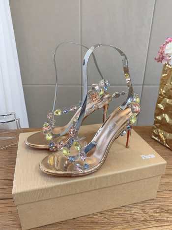 Uubags Christian Louboutin Rosa Z Jewel 10cm sandals - TPU, strass and laminated calf leather - leche