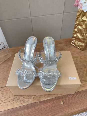 Uubags Christian Louboutin Just Jewel 8.5cm crystal-embellished PVC and leather sandals 