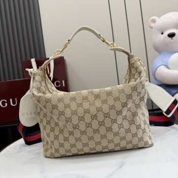 Uubags Gucci Brera medium crossbody bag in sand and brown GG canvas 33x27x15cm