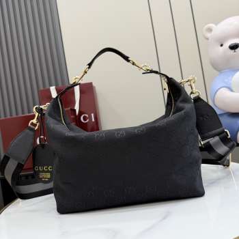 Uubags Gucci Brera medium crossbody bag in grey and black GG canvas 33x27x15cm