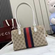 Uubags Gucci Borsetto medium boston bag in sand and brown GG canvas 28x15x10cm - 4
