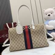 Uubags Gucci Borsetto large boston bag in sand and brown GG canvas 38.5x22.5x13cm - 1