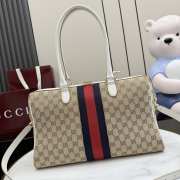 Uubags Gucci Borsetto large boston bag in sand and brown GG canvas 38.5x22.5x13cm - 3