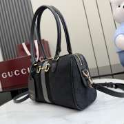 Uubags Gucci Borsetto medium boston bag in grey and black GG canvas 28x15x10cm - 4