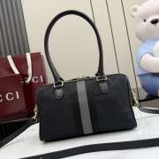 Uubags Gucci Borsetto medium boston bag in grey and black GG canvas 28x15x10cm - 6