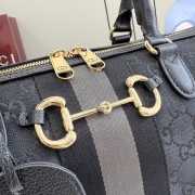 Uubags Gucci Borsetto large boston bag in grey and black GG canvas 38.5x22.5x13cm - 6