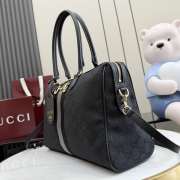 Uubags Gucci Borsetto large boston bag in grey and black GG canvas 38.5x22.5x13cm - 3