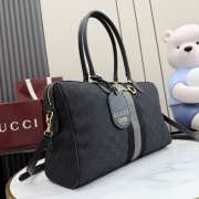 Uubags Gucci Borsetto large boston bag in grey and black GG canvas 38.5x22.5x13cm - 5