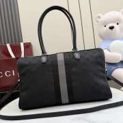 Uubags Gucci Borsetto large boston bag in grey and black GG canvas 38.5x22.5x13cm - 4