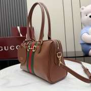 Uubags Gucci Borsetto Medium Boston Bag In Chestnut Brown Leather 28x15x10cm - 4