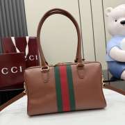 Uubags Gucci Borsetto Medium Boston Bag In Chestnut Brown Leather 28x15x10cm - 3