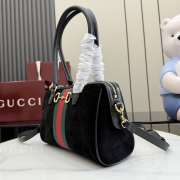 Uubags Gucci Borsetto Medium Boston Bag In Black Suede 28x15x10cm - 3
