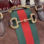 Uubags Gucci Borsetto Medium Boston Bag In Dark Brown Suede 28x15x10cm - 6