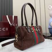 Uubags Gucci Borsetto Medium Boston Bag In Dark Brown Suede 28x15x10cm - 2