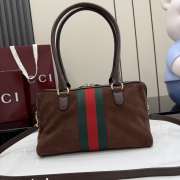 Uubags Gucci Borsetto Medium Boston Bag In Dark Brown Suede 28x15x10cm - 4