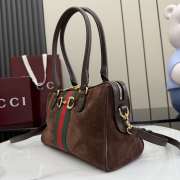 Uubags Gucci Borsetto Medium Boston Bag In Dark Brown Suede 28x15x10cm - 3
