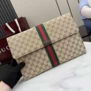 Uubags Gucci medium pouch in sand and dark brown GG canvas 34x23.5x3cm - 6