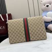 Uubags Gucci medium pouch in sand and dark brown GG canvas 34x23.5x3cm - 4