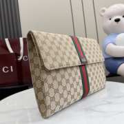 Uubags Gucci medium pouch in sand and dark brown GG canvas 34x23.5x3cm - 2