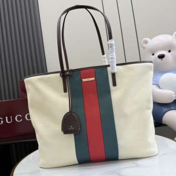 Uubags Gucci Tribeca large tote bag with charm in natural canvas 38x29.5x13cm