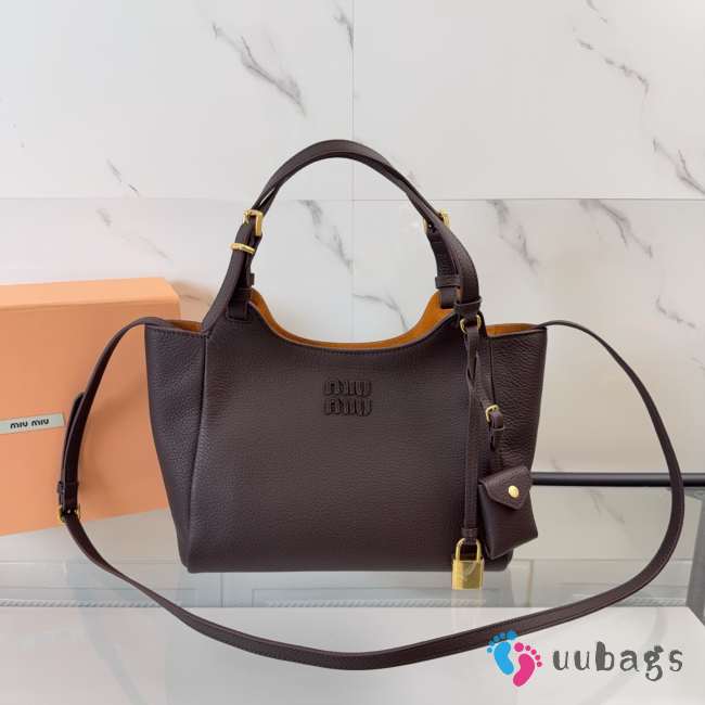 Uubags Miu Miu BA304 leather handbag crafted from dark brown grained calfskin 25.5x20x13cm - 1