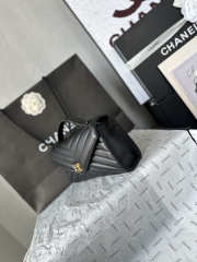 Uubags Chanel AS6044 Lambskin Chevron Quilted Top Handle Envelope Clutch Black 26x13x5cm - 2
