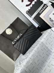 Uubags Chanel AS6044 Lambskin Chevron Quilted Top Handle Envelope Clutch Black 26x13x5cm - 5