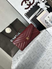 Uubags Chanel AS6044 Lambskin Chevron Quilted Top Handle Envelope Clutch Burgundy 26x13x5cm - 2