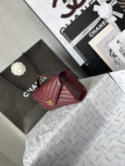 Uubags Chanel AS6044 Lambskin Chevron Quilted Top Handle Envelope Clutch Burgundy 26x13x5cm - 3