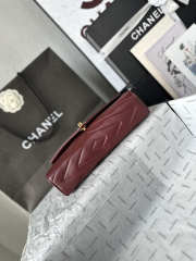 Uubags Chanel AS6044 Lambskin Chevron Quilted Top Handle Envelope Clutch Burgundy 26x13x5cm - 4